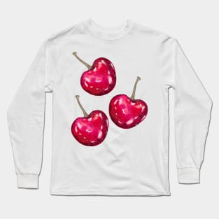 Red cherries, watercolor Long Sleeve T-Shirt